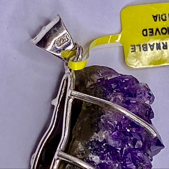 AMETHYST GEODE PENDANT STERLING SILVER LOOP PENDANT - Picture 7 of 7